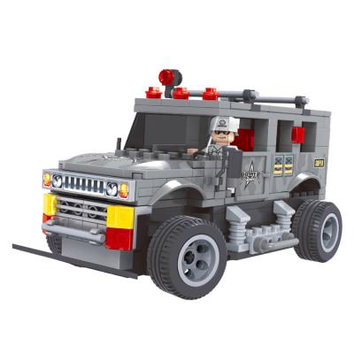 China Hot Sale 280 Pcs Army Construction Toy Mini Jeep Intelligence Building Block Set Remote Control Toy for sale