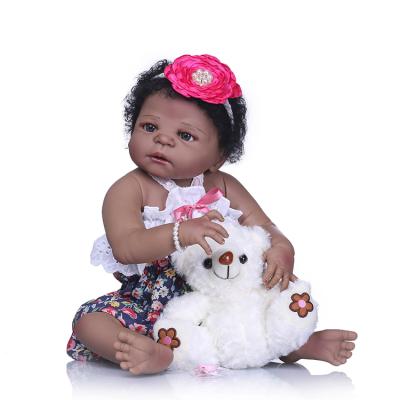 China Cartoon Toy Hot Selling Real Looking Real Full Silicone Soft African Black Body Newborn Reborn Baby - Doll for sale