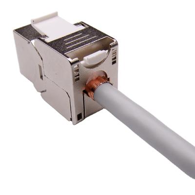 China New Design Short Type Free STP Network Tool Without Cable Tie 180 Degree Cat.8/Cat.6A RJ45 Keystone Jack for sale