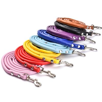 China Reflective High-End Large Pet Leather Pet Dog Round Dog Collar Leash Suit Dog Collar Leashes Round Pet Collars Leashes for sale