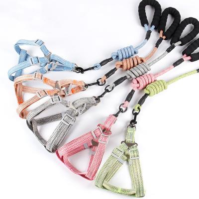 China Reflective Warm Fashion Adjustable Dog Harness Collar Dog Harness Leash Traction Padded Rope for sale