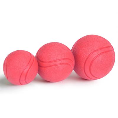 China Dog Chew Ball Pet Bite Training Durable Solid Rubber Bouncy Ball Viable By Rope Pet Toys for sale