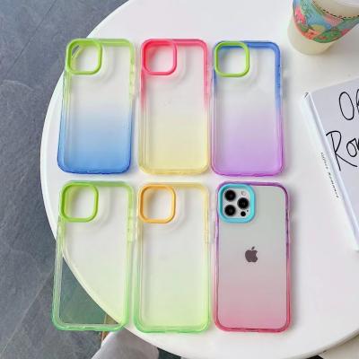 China Fashionable Anti-fall Gradient Stitching Color Lens Phone Case European And American For iPhone 13 for sale