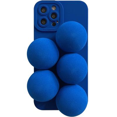 China 3d Anti-fall Cube Ornaments Deep Blue Decompression Phone Case for sale