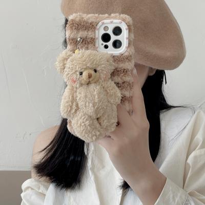 China Anti-fall Cartoon Bear Plush Protective Shell For iPhone 13 Pro 7/8 Plus Max for sale