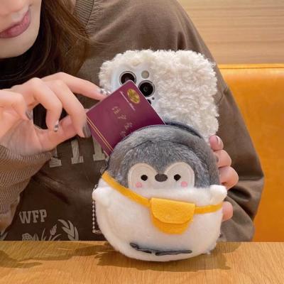 China Anti-fall Cute Penguin Fluffy Wallet Phone Case For iPhone 12 Pro Max for sale