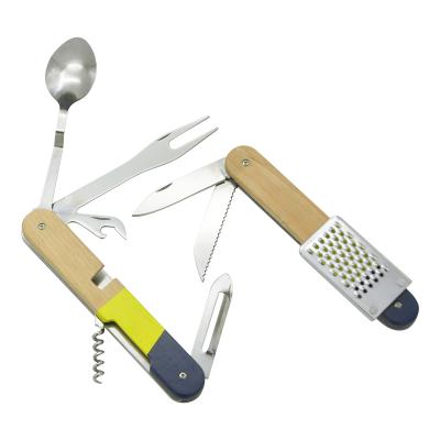 China Easily Cleaned 8 in 1 Stainless Steel Multifunctional Detachable Outdoor BBQ Knife Folding Tool BBQ Multi Tool for sale