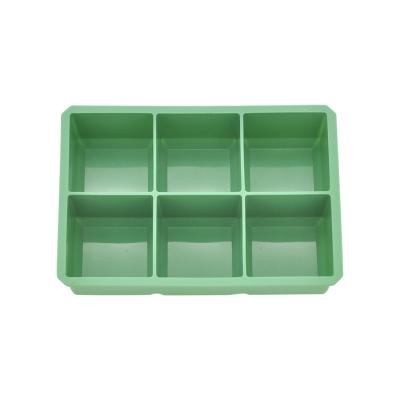 China Six Sustainable Portable Green Silicone Ice Trays Rectangle Ice Tray Kitchenware LFGB Grade Ice Cube Trays for sale