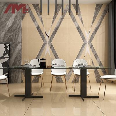 China Modern Light Yellow Marble Ceramic Flooring Big Size Porcelain Tile for sale