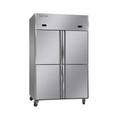 China Hot Selling Double-temperature Drinks Upright Fridge Portable Stainless Steel Fridge Freezer Refrigerator and Freezer for sale