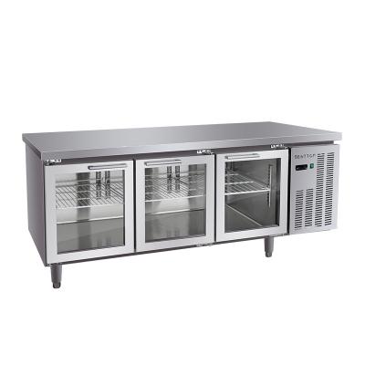 China Single-temperature Use Commercial Stainless Steel Glass Door Under Counter Fridge High Quality Commercial Refrigerator for sale