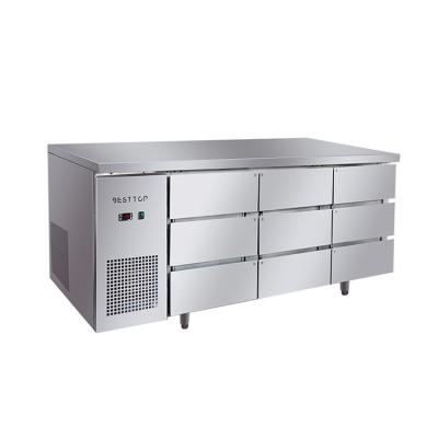 China Single-temperature Air-cooled Commercial Under Counter Freezer Stainless Steel Under Counter Freezer Kitchen Fridge Workbench for sale