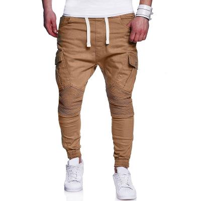 China New Anti-wrinkle men's cargo bag stretch foot mouth thin woven outdoor sports fitness pants wholesales for sale