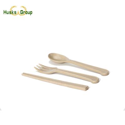 China Sustainable Biodegradable Rice Husk Spoon Set for sale