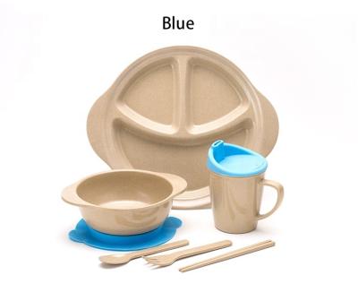 China Sustainable Food Safety Natural Bamboo Cute Dish Set For Kids Dish And Utensils for sale