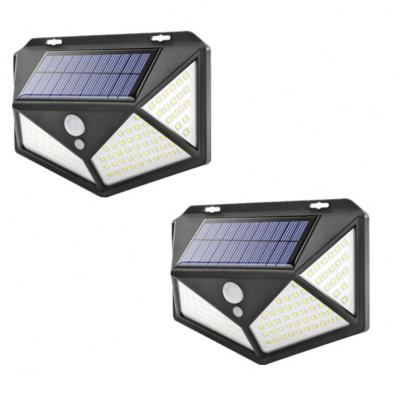 China 100LED Solar Garden Light Four Sides Induction Solar Light Solar Human Body Light Induction Solar Waterproof Outdoor Wall Light for sale