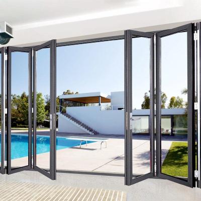 China Modern Design Bi Fold Screen Doors Popular Outdoor Exterior Glass Folding Folding Sliding Door Bi Folding Sliding Door for sale