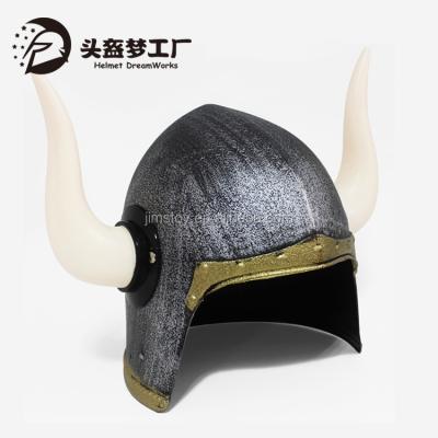 China Europe Matte Texture Plastic Gladiator Helmet Hat With Horns For Party Carnival for sale