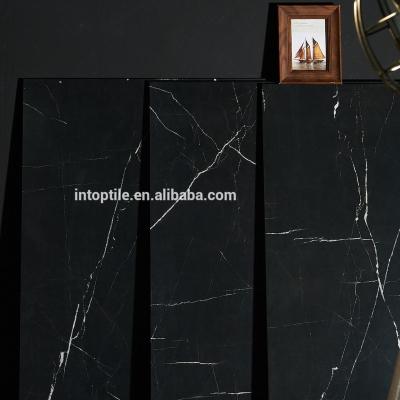 China Glazed Metallic Tiles 600x1200mm Super Black Polished Glazed Porcelain Floor Tiles for sale