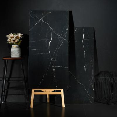 China Glazed Metallic Tiles 600x1200mm Super Black Polished Glazed Porcelain Floor Tiles for sale