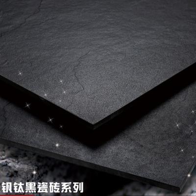 China Glazed Metallic Tiles 600X600mm Full Body Matte Rough Exterior Superb Black Tiles for sale