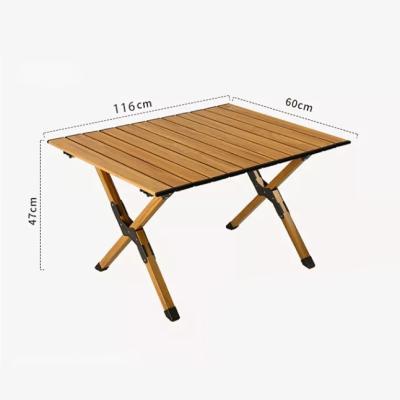 China Omelet Table Outdoor Wood Grain Aluminum Alloy Accessories Portable Folding Round Picnic Table for sale