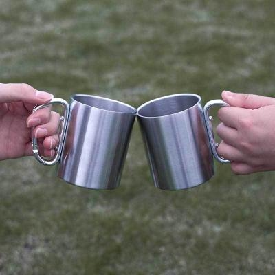 China Outdoor Double Layer Camping Cup/Stainless Steel Carabiner/Picnic Mug Drinks Outdoor Rise Traveling Mug for sale