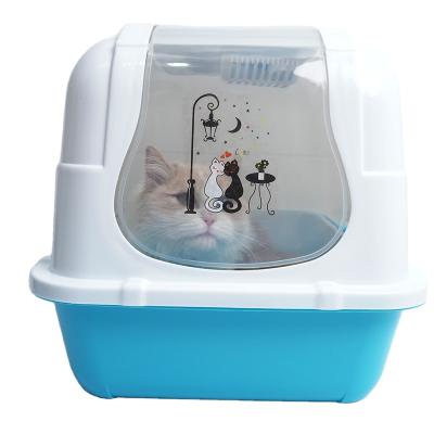 China Cat Toliet Cat Litter Box Large Anti-Splash Plastic With Handy Scoop Cat Litter Toilet Eco-Friendly Garbage for sale