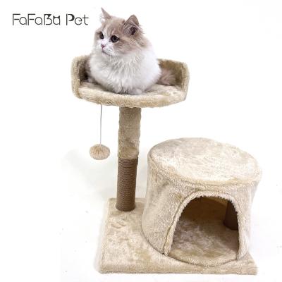 China High Quality Viable DIY Cat Furniture Cat Trees Small Size Beige Color With Sisal Post Pet Scratcher House Tower Housing for sale