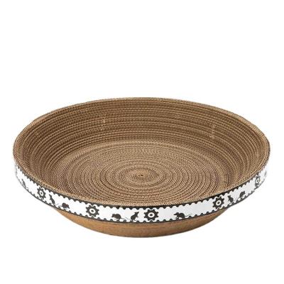 China Sustainable Bowl Shape Corrugated Cardboard Cat Scratching Board Cat Scratcher Cat Furniture for sale