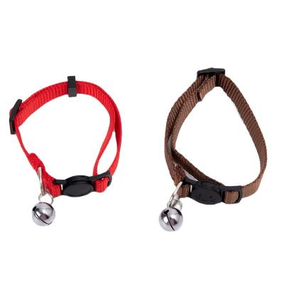 China Solid Color Personalized Waterproof Custom Customized Safety Adjustable Nylon Cat Collar With Small Bell for sale