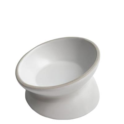 China Sustainable Oblique Cervical Spine Cat Bowl Pet Raised Food Ceramic Water Bowl for sale