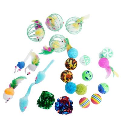 China Viable Mixed Sisal Mixed Sisal Sparkle Rainbow Cat Balls Toy Set Including Plush Toy Canvas Toys for sale