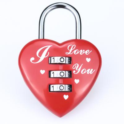 China Durable Fixed Combination Lock Favorites Compare Love Mini Luggage Code Heart Shaped Padlock for sale