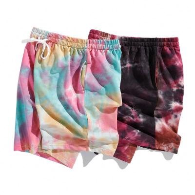 China Cotton Terry Sweat Tye Dye French Drawstring Tie Dye Jogger Shorts QUICK DRY Custom Print Shorts Pants Mens Summer French Shorts for sale