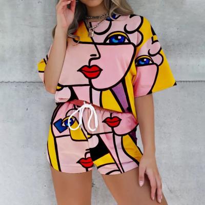 China 2021 Summer America Stylish Anti-Wrinkle Workout Sets Women's Clothing Fashion Two Piece Set For Woman Summer for sale