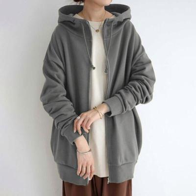 China Sustainable Fashion Women's Casual Hooded Zipper Long Sleeve Pockets Above Knee Length Sweater Dress for sale