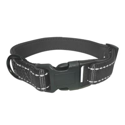 China Sustainable Pet Collars In Stock Solid Color Cotton Adjustable Reflective Nylon Padded Diving Dog Collar for sale