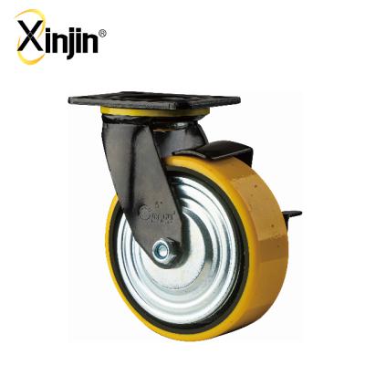 China Wholesale Quality Flat Headroom Heavy Duty 8 Inch PU Over Side Caster Brake Caster Wheels for sale