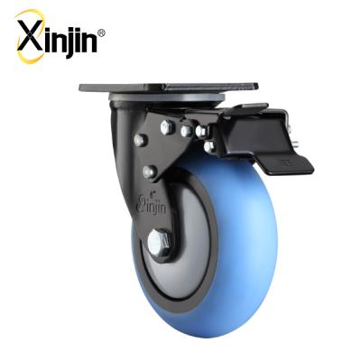 China 8 Inch Flat Freestanding 350kg Loading Heavy Duty TPR Caster Wheel With Top Brake for sale