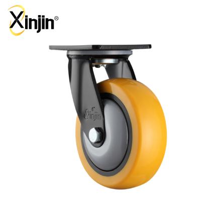 China 5 Inch Flat Free Orange Swivel Type PU Caster Wheel for sale