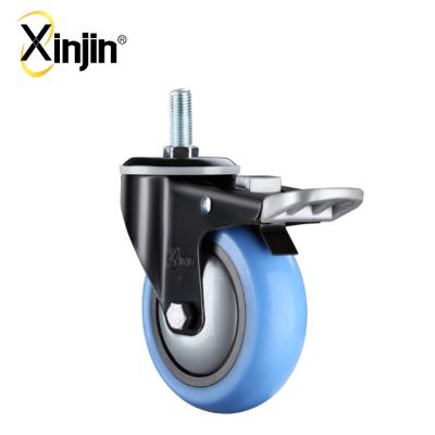 China Flat Free Inch Medium Duty Round Super Silence TPR 3 Thread Stem Caster Wheel With Brake for sale