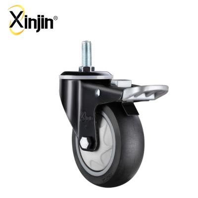 China Double Brake 3 Inch Ball Bearing Silence Free Medium Duty Single Stem Super Silence TPR Double Caster Wheel for sale