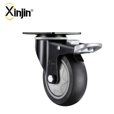 China Silence TPR Flat Free Ball Bearing 3 Inch Single Medium Duty Super Swivel Caster Wheel With Brake for sale