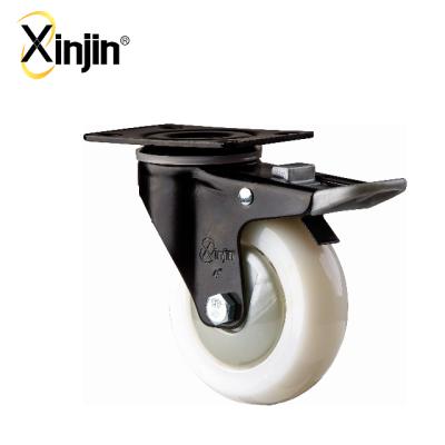 China Polypropylene Flat Caster Freewheel With Brake And Dust Cover for sale