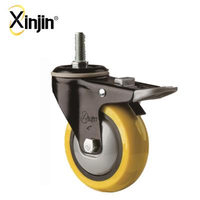 China SWIVEL Medium Duty PU Caster Wheel With Double Brake for sale