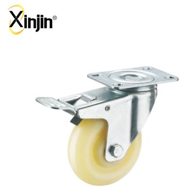 China Plate Swivel 4 Inch Plate Top Swivel Brake Tolley Cart Ball Bearing PP Total Caster Wheel for sale