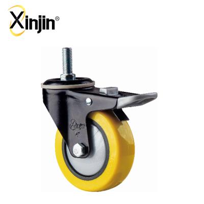 China PIVOT 3inch 4inch 5inch Polyurethane Caster Wheel With Double Brake for sale