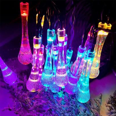 China Solar Garden Water Drop Cicles Garden LED String Lights Waterproof Outdoor Christmas Lights String for sale