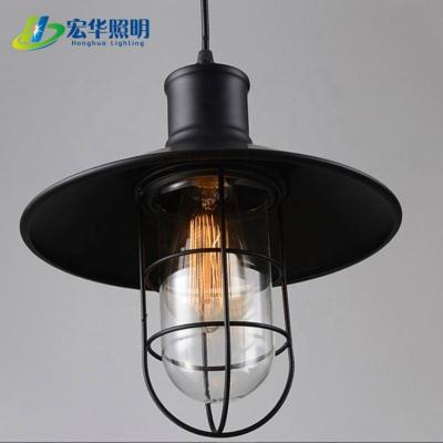 China Black Vintage Iron Hardware Suspended Wire Ceiling Lighting Decorative Attic Pendant Lamps for sale